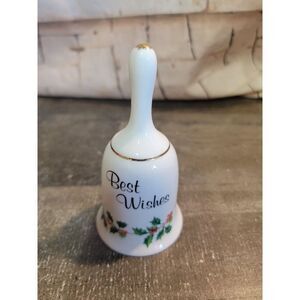 Ceramic best wishes Bell mistletoe Xmas Decor figure